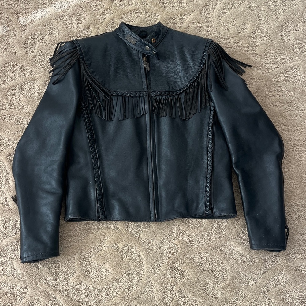 Harley-Davidson Willie G Black Fringe Leather Jacket Size 36
